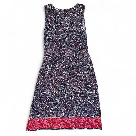 Talbots Women’s Patriotic Paisley Bandand Print Sleeveless Shift Dress  Sz 6 - Picture 2 of 4
